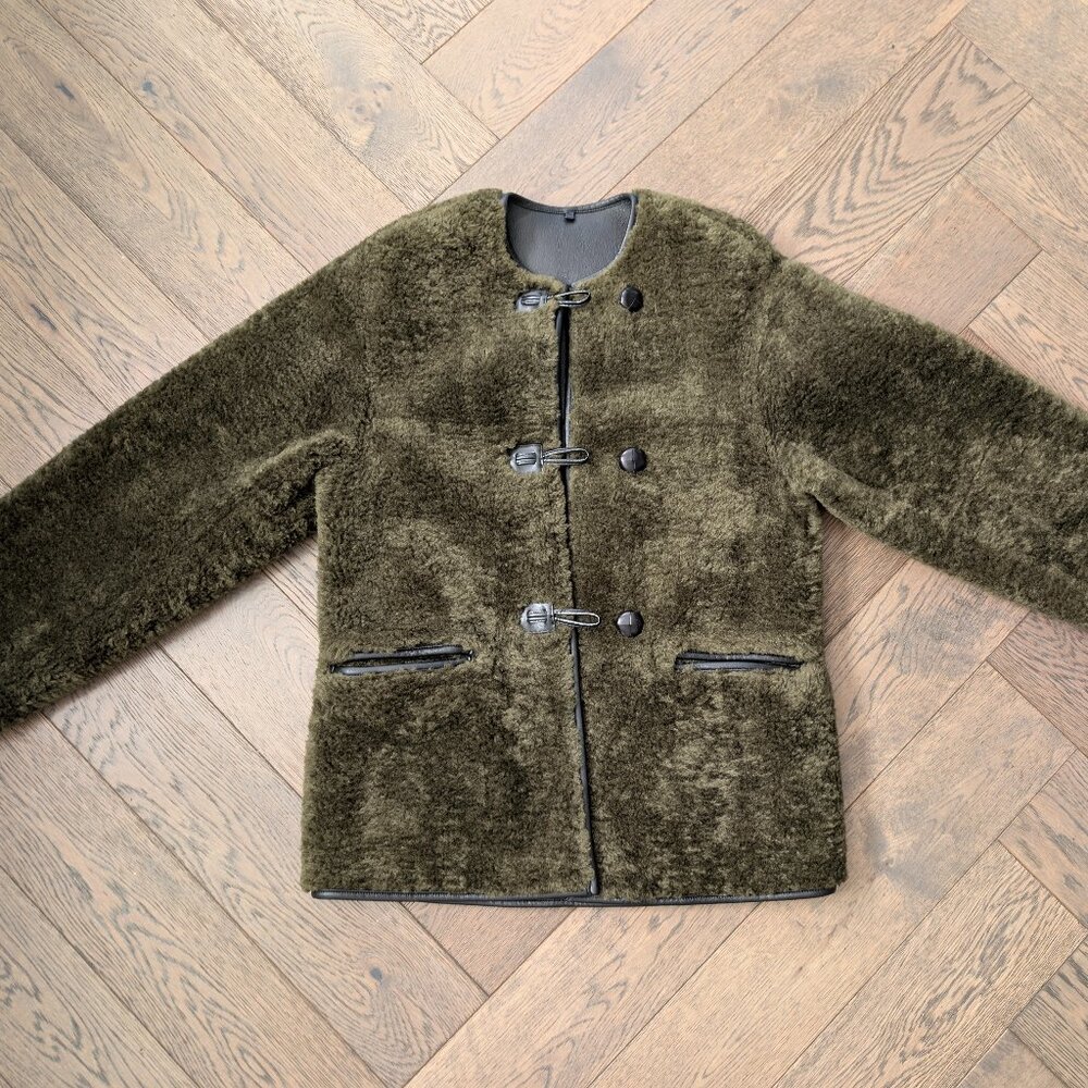 EUC Mango Green Faux Fur Coat